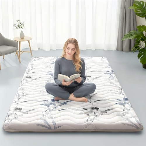 SCHNAUZER HOME Japanese Futon Floor Mattress Twin 3.5" Thick Ink Wash by SchnauzerHome
