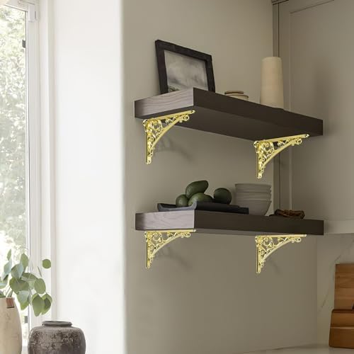 Khtumeware Polished Brass Shelf Bracket 8 Inch, Decorative Brackets - Image 5