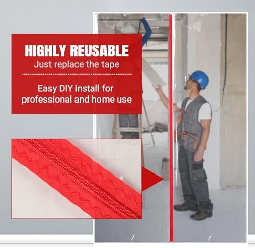 4 ft x 7 ft Plastic Zipper Door Dust Protector - Image 6
