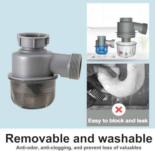 Sink Trap 1 1/2'' P-Trap Replacement Upgrade Visible Removable Easy to Clean - Image 4