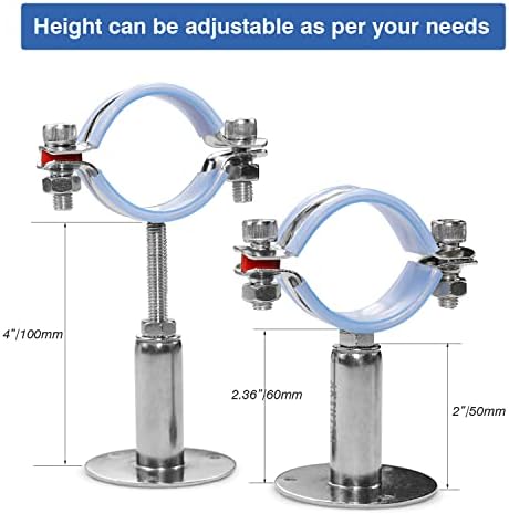 AKIHISA 2 Pcs 304 Stainless Steel Pipe Supports, Wall Mount Ceiling Mount Pipe - Image 3
