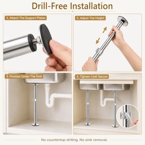 Kingrol 2-Pack Undermount Sink Brackets, 17.7-30.7 in, 330 lb Each - Image 4