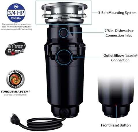 Waste Maid Garbage Disposal, Continuous Feed, 3/4 HP Slim Line - Image 2