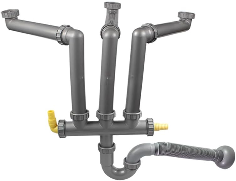 Talea Three Kitchen Sinks Drain Pipe Kit Flexible Drain Pipe Rear Hard Tube by HOME