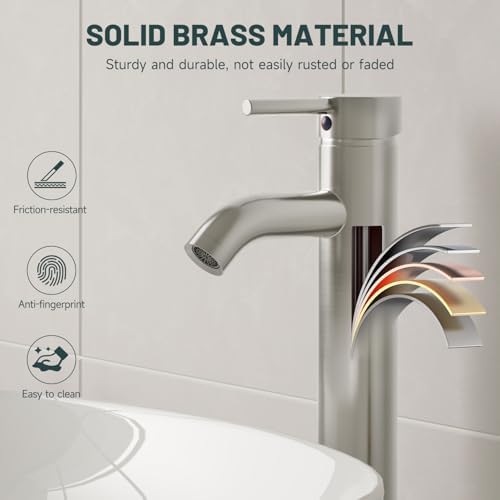 Bathroom Faucet, Vessel Sink Faucet, Brushed Nickel - Image 4