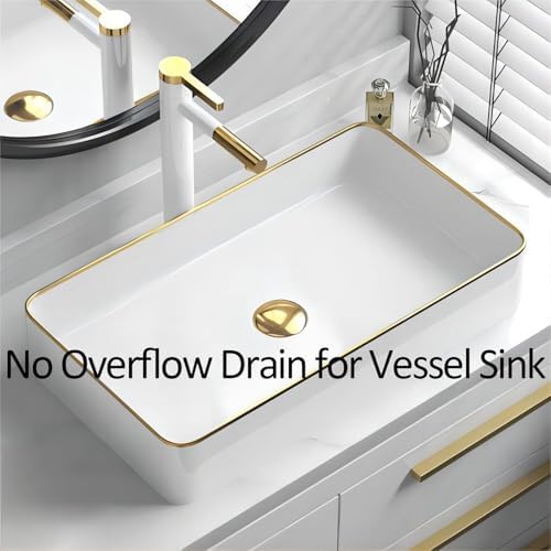 Polish Gold Vessel Sink Drain, Bathroom Sink Drain Without Overflow - Image 2