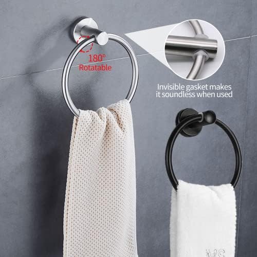 2pcs Matte Black Toilet Paper Holder and Towel Ring Set, Stainless Steel - Image 2