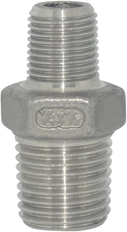 1/4" x 1/8" Male Threaded Reducing Nipple Fitting/Adapter, Stainless Steel by Megairon