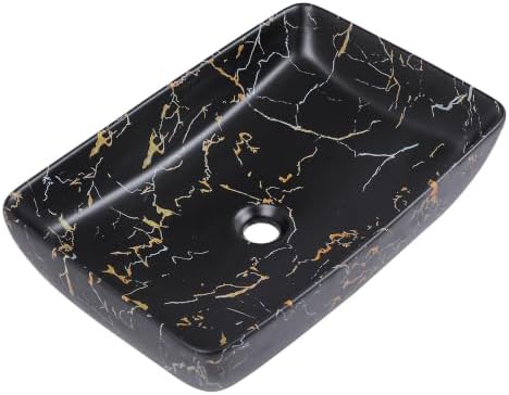 Logmey Rectangle Marble Black Vessel Sink by Logmey