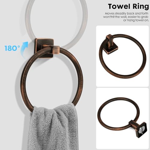 4 Pieces Oil Rubbed Bronze Bathroom Hardware Accessories, Include Hand Towel - Image 3