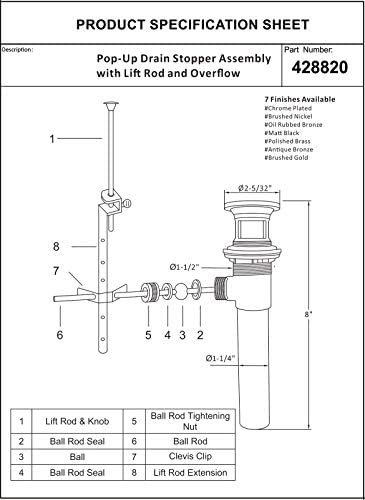 Artiwell Sink Pop-Up Drain Stopper Assembly - Image 6