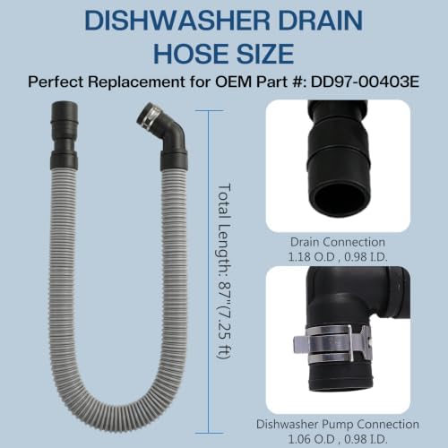 DD97-00403E 7.25ft Dishwasher Drain Hose Assembly - Image 3