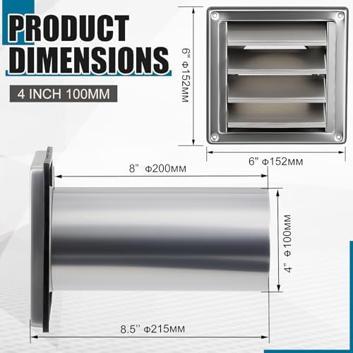 Glooglitter 4 Inch Wall Vent Cover Stainless Steel - Image 2