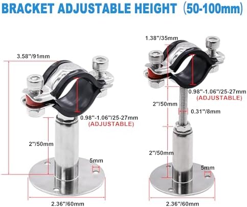 2 Pack Pipe Supports, 304 Stainless Steel Wall Mount Ceiling Mount Pipe Bracket - Image 2