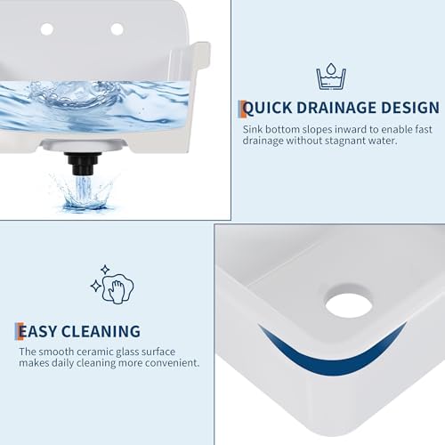 Garvee Utility Sink 24 x 20 Inch, Ceramic Laundry Sink - Image 3