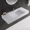 42" x 18" Wall Mount Sink, Stone Resin Rectangular Bathroom Sink by MEDUNJESS