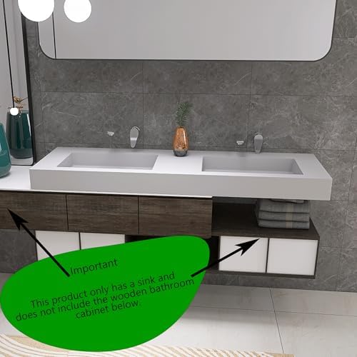 47" Wall Mount Sink, Artificial Stone Bathroom Sink, Single Hole - Image 5
