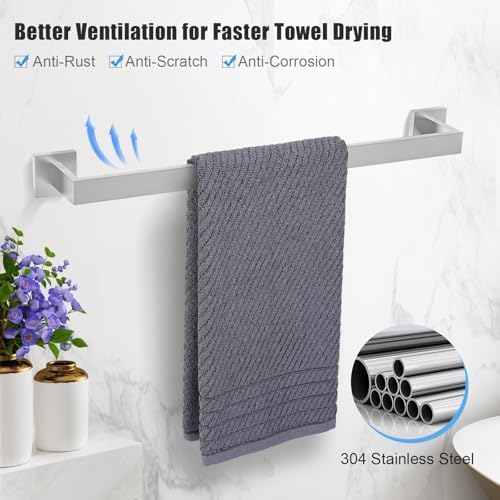 TURS Bathroom Hardware Set 4-Piece Brushed Bath Towel Bar Set Include 24 Inch - Image 2