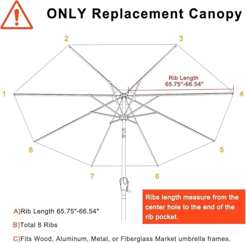 MASTERCANOPY Patio Umbrella 11 ft Replacement Canopy - Image 2