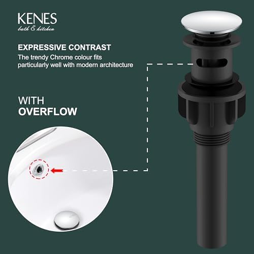 KENES Chrome Pop Up Bathroom Sink Drain Assembly - Image 3