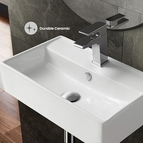 Claire 22" Rectangle Wall Mount Bathroom Sink in Glossy White - Image 3