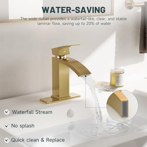 Brushed Gold Waterfall Bathroom Faucet - Image 6