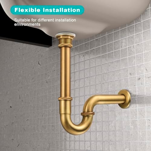 Bathroom Sink P-Trap Complete Set, Adjustable 1-1/4 Bottle Trap Sink Drain Kit - Image 3