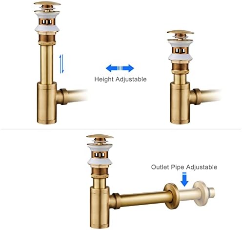 1-1/4" Solid Brass Bottle Trap Overflow Pop-Up Sink Kit Antique - Image 4