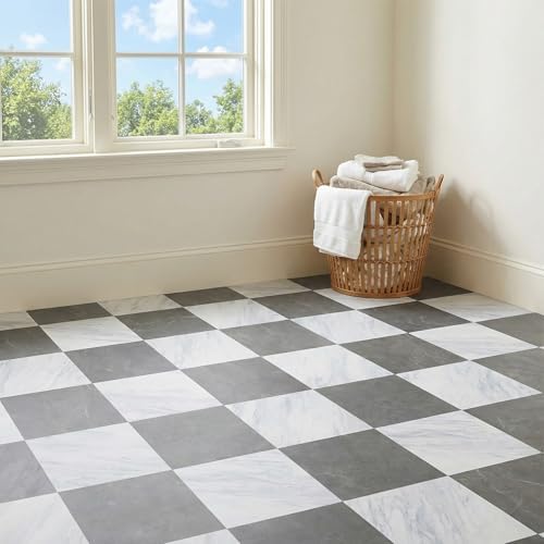 Peel and Stick Floor Tiles | Light Gray Marble | 30 Sq.Ft - Image 2