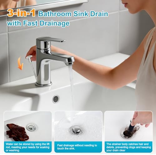 Hibbent 2 Pack Bathroom Sink Drain Assembly - Image 2