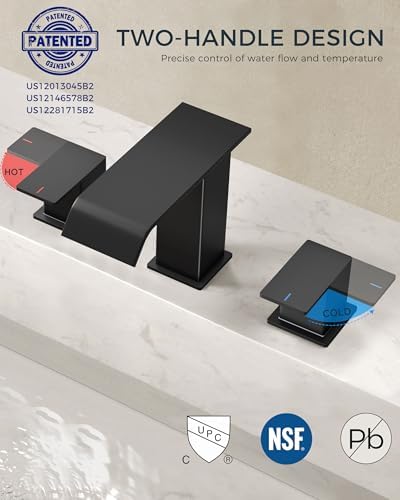 FORIOUS Bathroom Faucet 3 Hole 8 Inch Widespread Sink 2 Pack Matte Black - Image 5