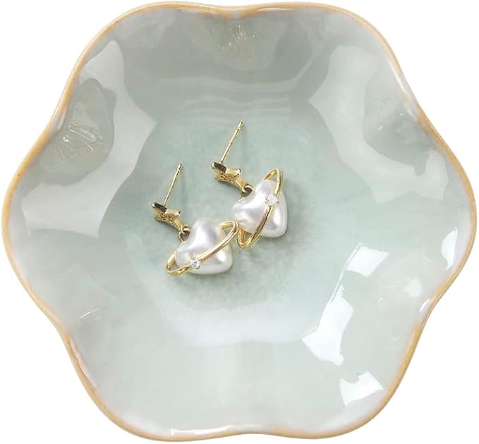 JAMEND CLXP Lotus Leaf Shape Decorative Ring Tray, Small Key Bowl, Ceramic by JAMEND+CLXP