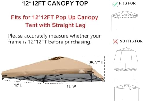12x12 Replacement Top Pop Up Canopy Tent Cover Roof - Image 2