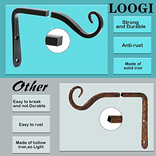 LOOGI Hanging Plant Bracket, Wall Hook Plant Hanger 6 Inch Decorative Hooks - Image 4