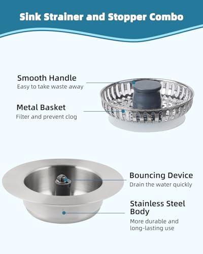 All Metal Sink Drain Strainer for Kitchen Sink, Universal Fit - Image 3