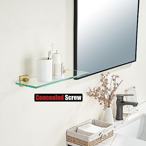 JQK Bathroom Glass Shelf, Floating Tempered Glass Shower Storage 16 by 5 inches - Image 5