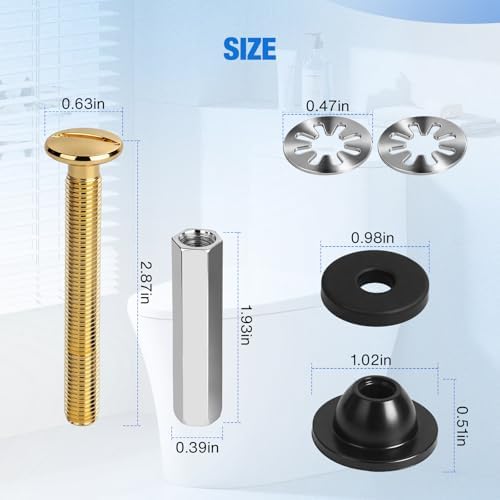Jamini 2PCS Universal Toilet Seat Bolt Kit, Copper-plated Screws - Image 6