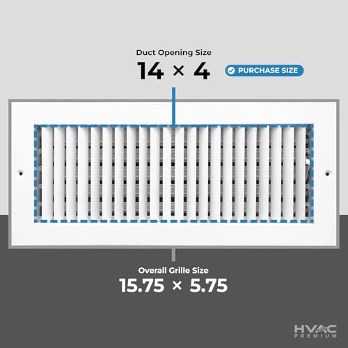 HVAC Premium 14''w x 4''h Adjustable AIR Supply Diffuser - Image 2