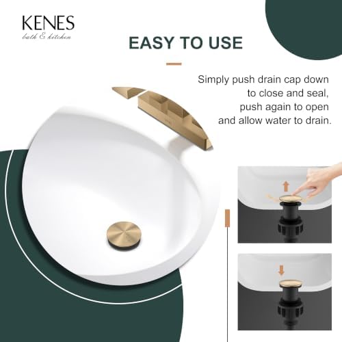 KENES 2 Pack Champagne Bronze Pop Up Bathroom Sink Drain Without Overflow - Image 5