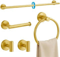 5 Piece Brushed Gold Bathroom Hardware Set, 24 Inch Bathroom Hardware Set Towel by Unknown