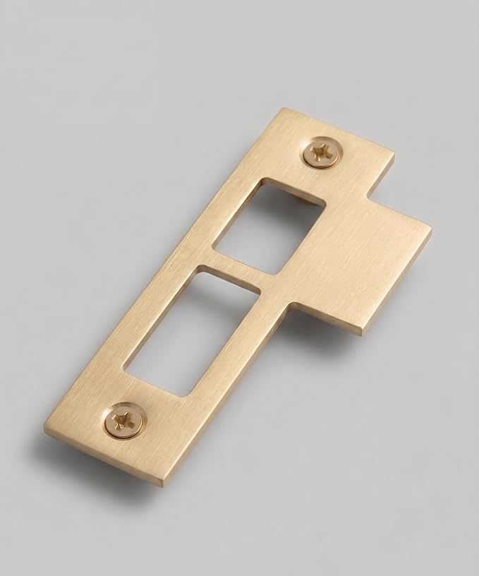 3-1/2" Brushed Brass Door Strike Plate Latch by Unknown