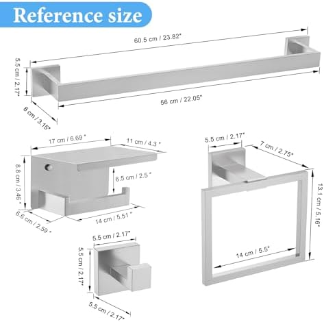 TURS Bathroom Hardware Set Brushed Nickel 4-Piece Towel Bar Set Include 24 Inch - Image 7