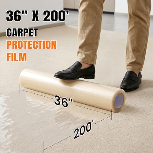 3mil Carpet Protection Film 36" x 200', self-Adhesive Plastic Carpet Protection - Image 2