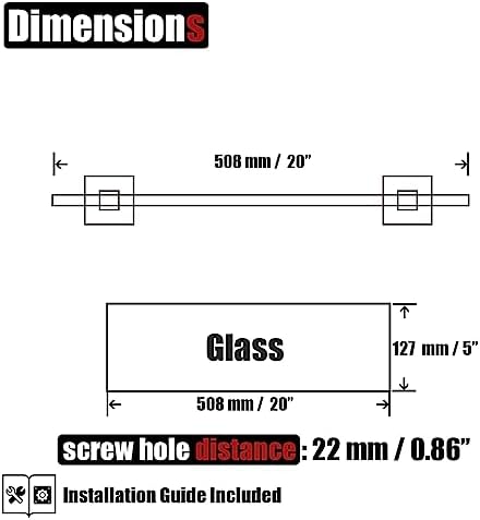 JQK Bathroom Glass Shelf, Floating Tempered Glass Shower Storage 20 by 5 inches - Image 3