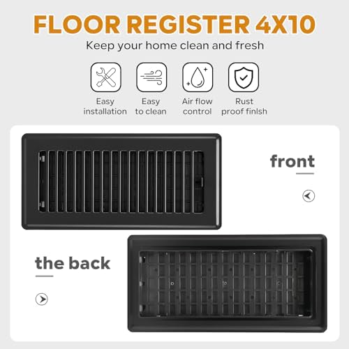 4 x10 Floor Registers, Floor Vent Covers 10 Pack, Heavy Duty Steel Walkable - Image 5