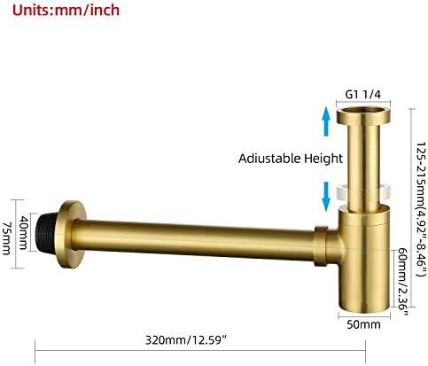 Bathroom Sink Stopper P-Trap Complete Set Adjustable 1-1/4 Sink Drain Kit Tube - Image 4