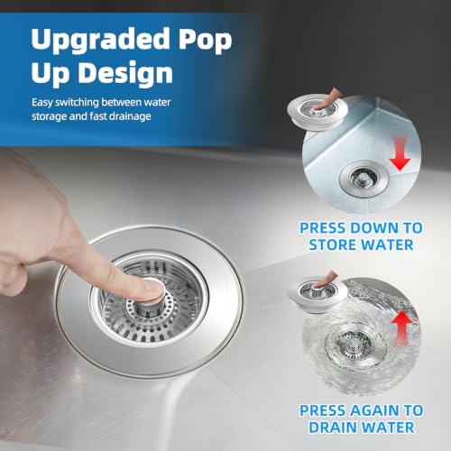 Hibbent 2 PCS Metal Kitchen Sink Drain Strainer & Stopper, Stainless Steel - Image 6