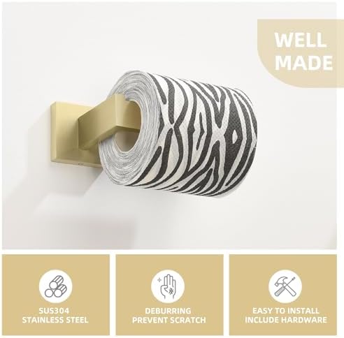 Angle Simple Toilet Paper Holder Wall Mount, Brushed Gold - Image 4