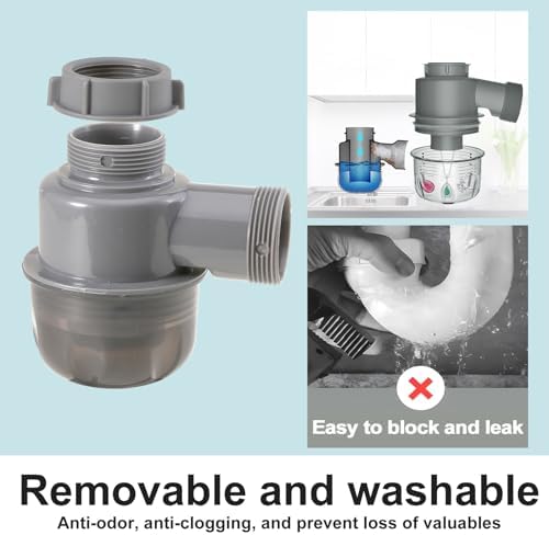 Sink Trap 1 1/2'' P-Trap Replacement Upgrade Visible Removable Easy to Clean - Image 4