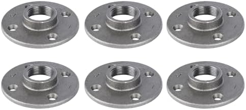 PIPE DECOR 1" Malleable Iron Floor Flange 6 Pack, Industrial Steel Grey Fits by PipeD%C3%A9cor